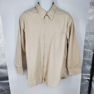 Covington Shirt Mens XL Beige Dress Button Up Long Sleeve Pocket 17-17.5 32/33